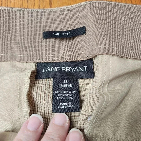 NWT Lane Bryant The Lena Moderately Curvy Fit Plus Size 22R Trouser Tan Plaid - Picture 6 of 9